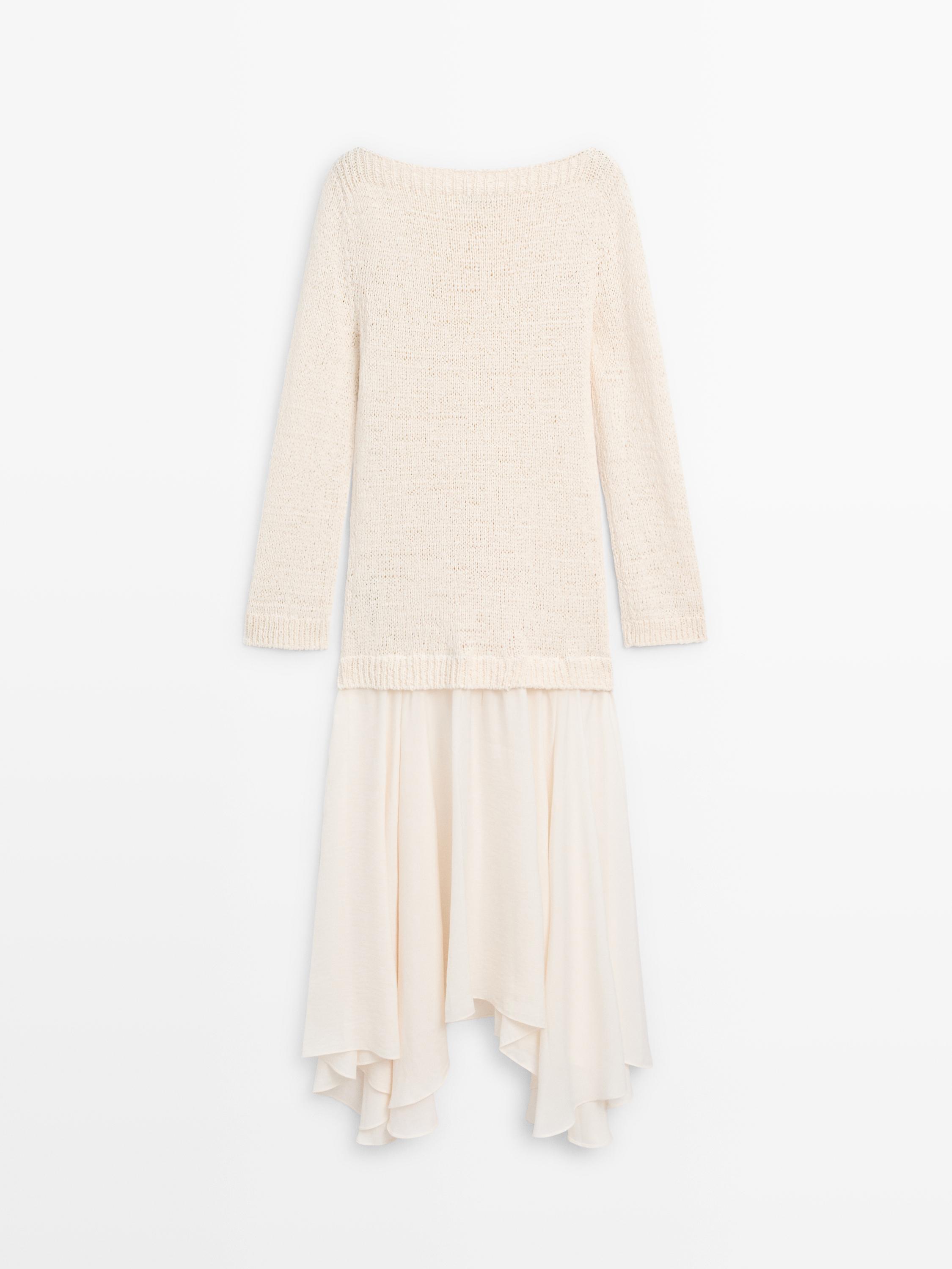 Combined asymmetric midi dress